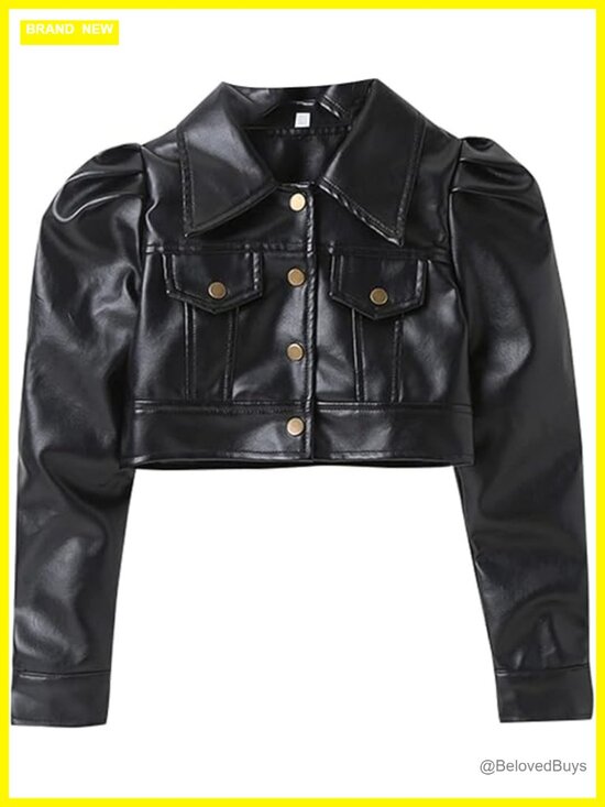 Other - Toddler Girls PU Faux Leather Crop Jacket Long Sleeve Turn-Down Collar